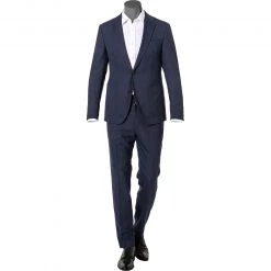 JOOP! Anzug Hustle-Bax 30025700+701/410 Slim Fit, Woll-Stretch, Dunkelblau meliert, Dunkelblau