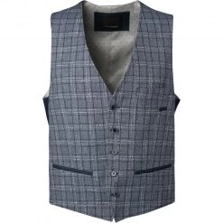 ROY ROBSON Weste 005045041466100/H420 Baumwolle-Leinen, Mittelblau kariert, Mittelblau