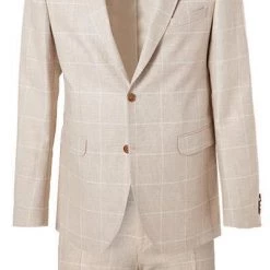 CG Anzug Paul SV+Paco 11-077N3/225222+230053/22 Slim Fit, Leinen-Wolle, Beige kariert, Hellbeige -Anzüge & Westen Schritte 364551 norm2