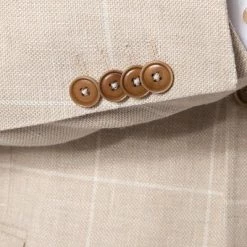 CG Anzug Paul SV+Paco 11-077N3/225222+230053/22 Slim Fit, Leinen-Wolle, Beige kariert, Hellbeige -Anzüge & Westen Schritte 364551 norm4