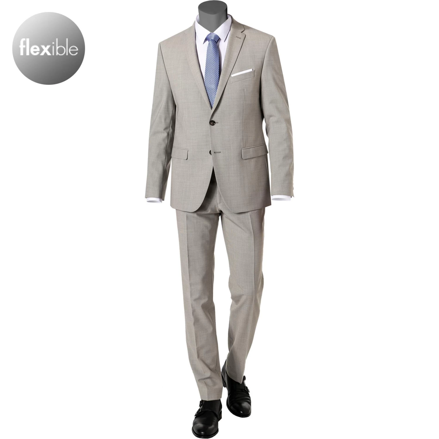 Pierre Cardin Anzug 52261+72240/850/55821/7830 Regular Fit, Schurwoll-Stretch Futureflex, Beige meliert, Beige 3 Pierre Cardin Anzug 52261+72240/850/55821/7830 Regular Fit, Schurwoll-Stretch Futureflex, Beige meliert, Beige