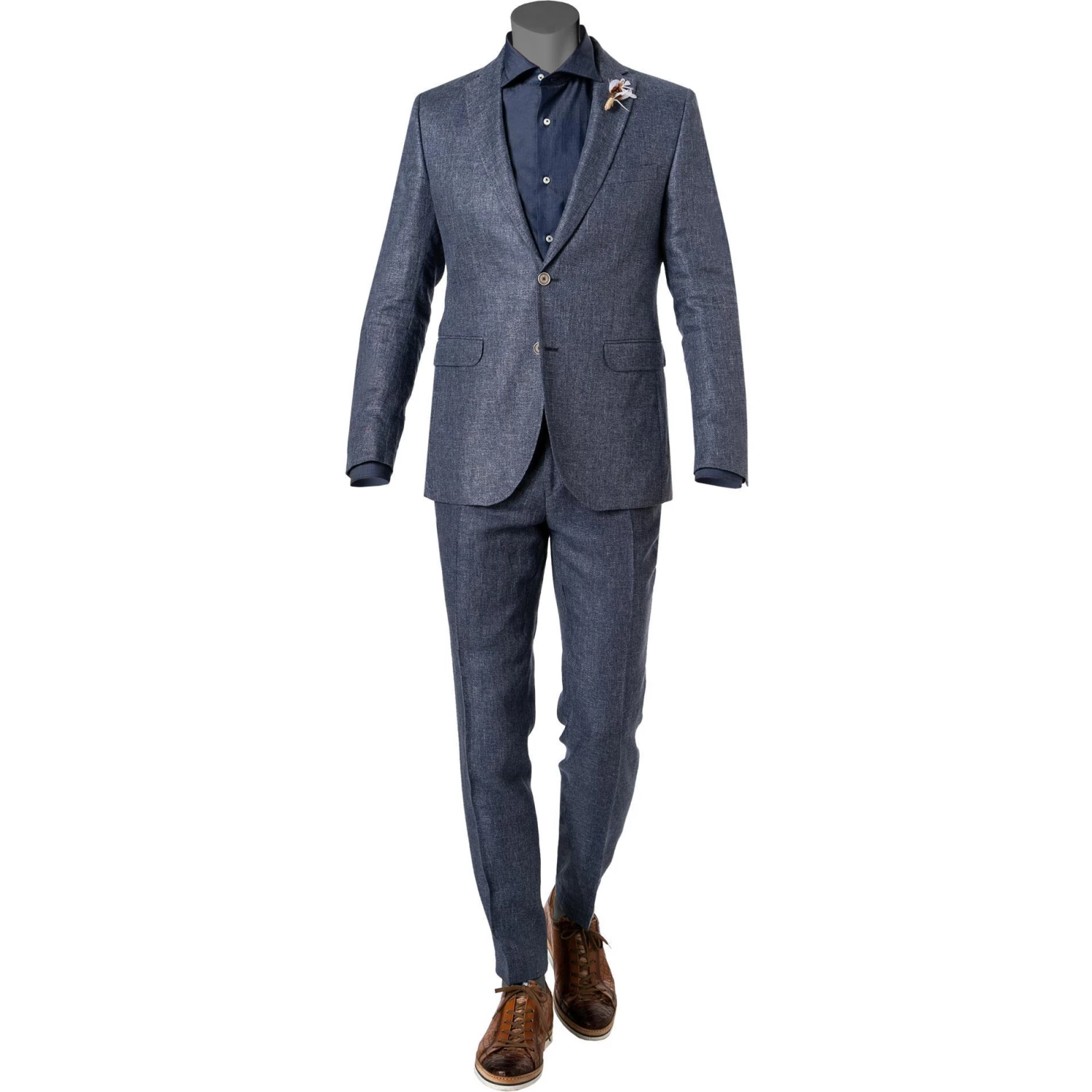 CG Anzug Paul SV/Paco 11-071N0/225222+230053/62 Slim Fit, Leinen, Jeansblau meliert, Blau 3 CG Anzug Paul SV/Paco 11-071N0/225222+230053/62 Slim Fit, Leinen, Jeansblau meliert, Blau