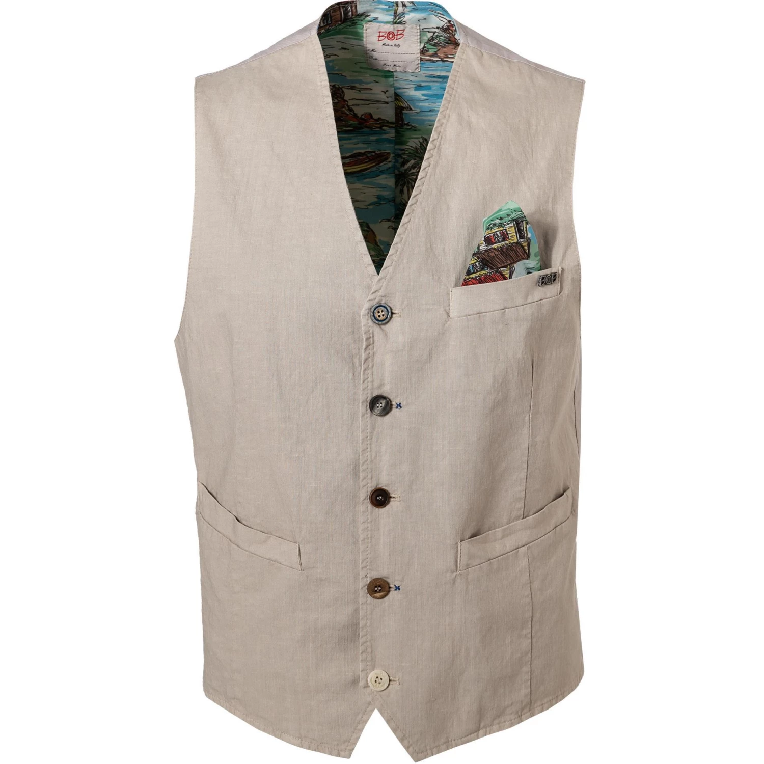 BOB Weste SHOP403 T403/sabbia Baumwolle-Leinen, Beige 3 BOB Weste SHOP403 T403/sabbia Baumwolle-Leinen, Beige