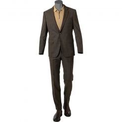 BOSS Anzug Huge-Genius 50460491+474/308 Slim Fit, Schurwolle, Braun meliert, Braun