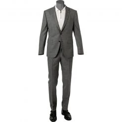 BOSS Anzug Huge-Genius 50460491+474/030 Slim Fit, Schurwolle, Grau meliert, Grau