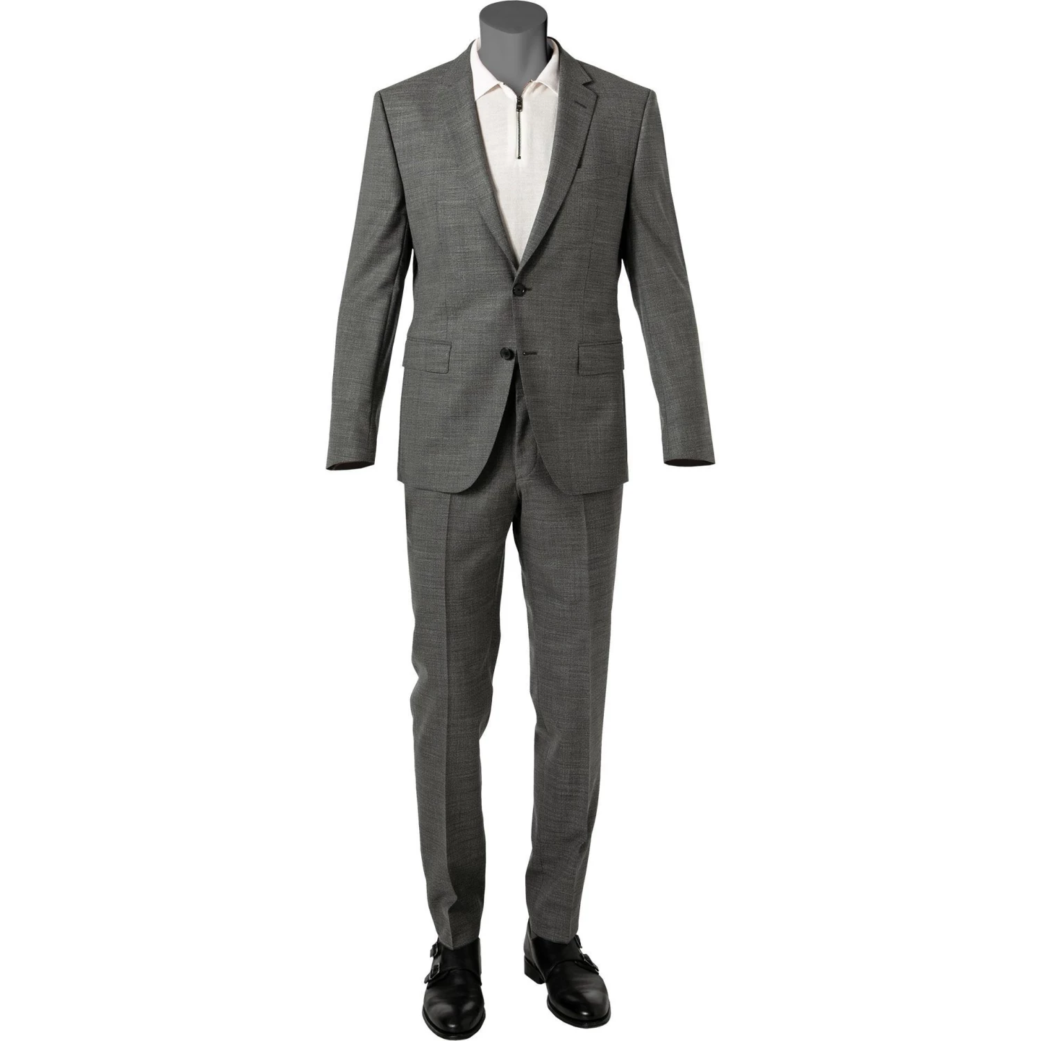 BOSS Anzug Huge-Genius 50460491+474/030 Slim Fit, Schurwolle, Grau meliert, Grau 3 BOSS Anzug Huge-Genius 50460491+474/030 Slim Fit, Schurwolle, Grau meliert, Grau