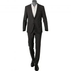 BOSS Anzug Huge-Genius 50460491+474/001 Slim Fit, Schurwolle, Schwarz meliert, Schwarz