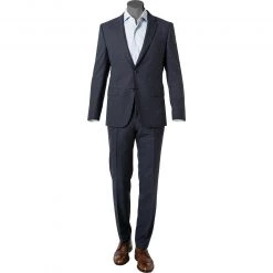 BOSS Anzug Huge-Genius 50460491+474/404 Slim Fit, Schurwolle, Dunkelblau meliert, Dunkelblau
