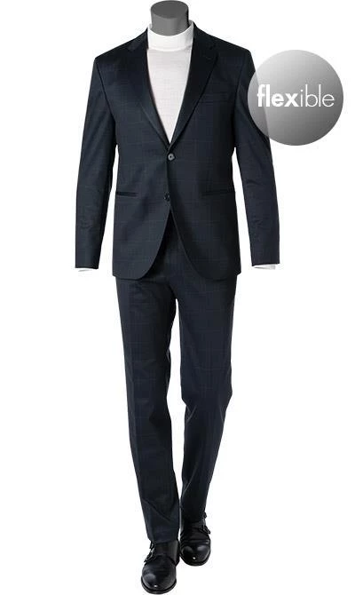 BOSS Anzug Jasper-Leon 50460587+62611/405 Regular Fit, Jersey, Dunkelblau kariert, Dunkelblau 4 BOSS Anzug Jasper-Leon 50460587+62611/405 Regular Fit, Jersey, Dunkelblau kariert, Dunkelblau – Bild 2