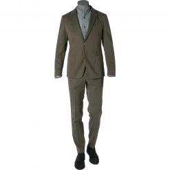 BOSS Anzug Hanry-Genius 50459993+50460310/308 Slim Fit, Baumwoll-Stretch, Olivgrün, Dunkelolive