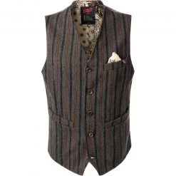 BOB Weste HILL505 T505/grigio Wolle, Grau-braun gestreift