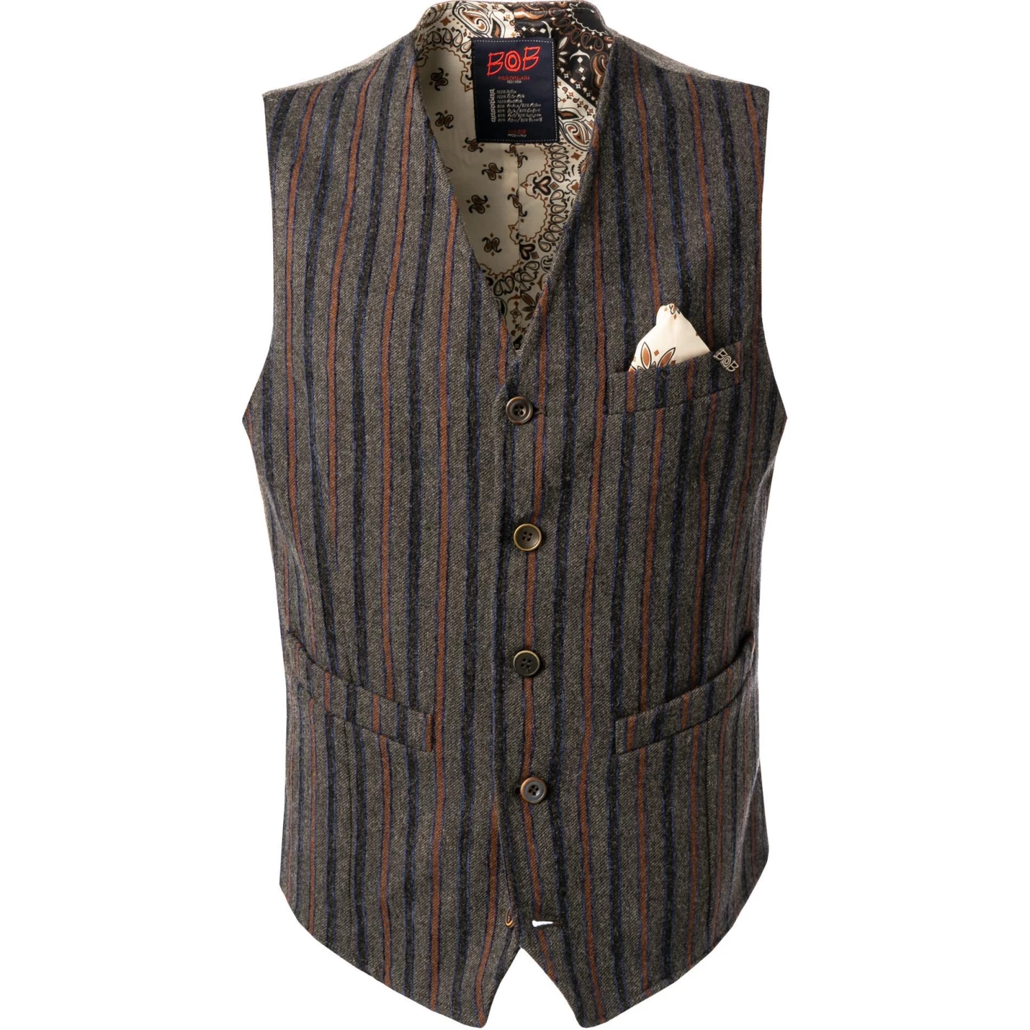 BOB Weste HILL505 T505/grigio Wolle, Grau-braun gestreift 3 BOB Weste HILL505 T505/grigio Wolle, Grau-braun gestreift