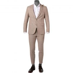 CG Anzug Paul-Paco SV 15-004S3/225222+230053/22 Slim Fit, Baumwolle, Sand kariert, Sand