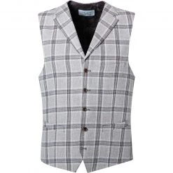 Carl Gross Weste Warner-G 21-172N3/145170/71 Leinen, Beige-braun kariert, Greige