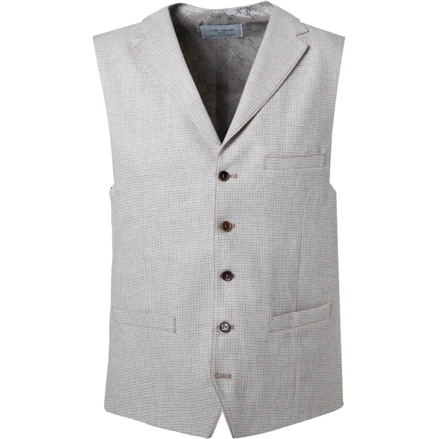 Carl Gross Weste 21-174N1/145170/21 Leinen, Sand kariert, Sand 3 Carl Gross Weste 21-174N1/145170/21 Leinen, Sand kariert, Sand