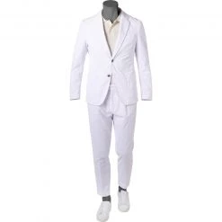 BOSS Anzug Hanry/Perin-Pleat 50464603+590/100 Slim Fit, Cord, Weiß