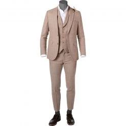 CG Anzug 15-004S3/225222+242340+230053/22 Sakko, Slim Fit, Baumwolle, Sand kariert, Sand