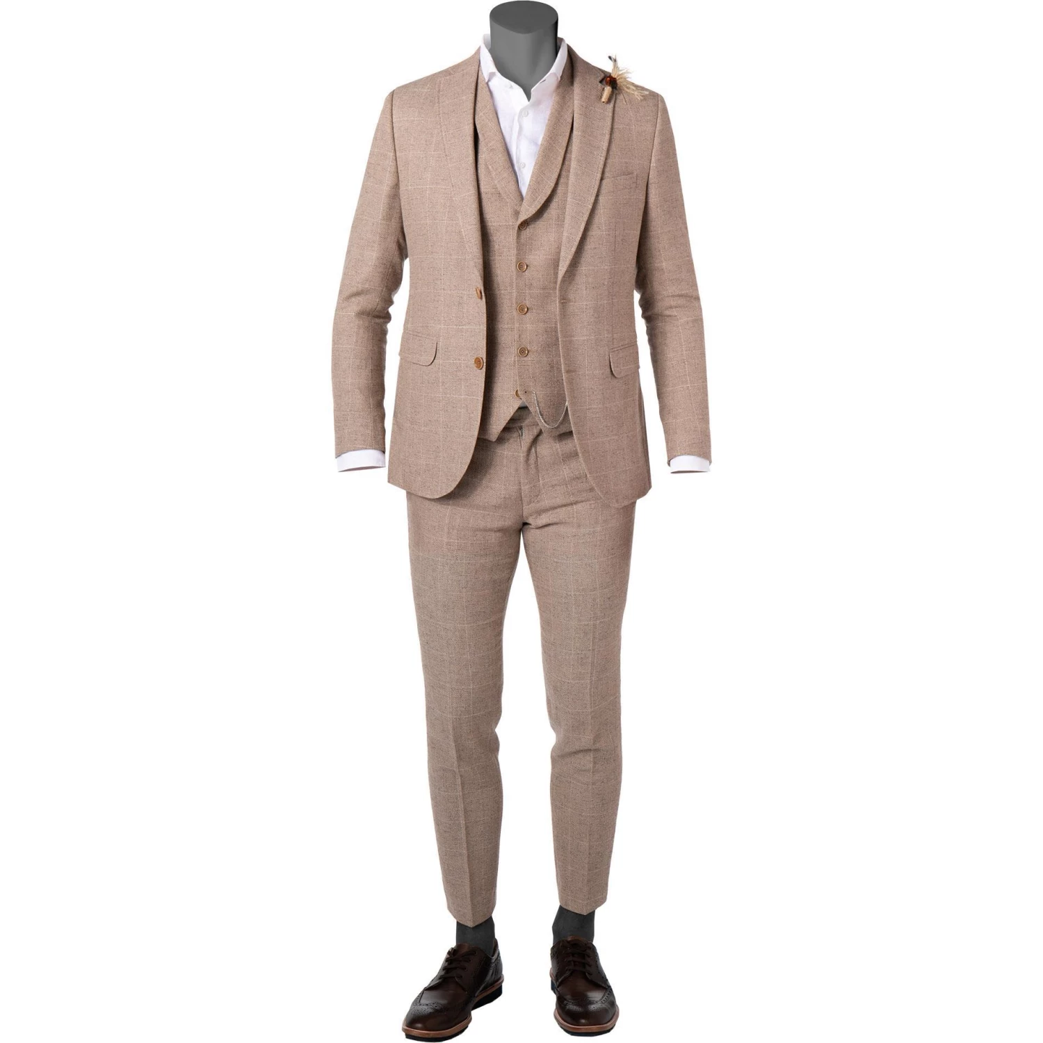 CG Anzug 15-004S3/225222+242340+230053/22 Sakko, Slim Fit, Baumwolle, Sand kariert, Sand 3 CG Anzug 15-004S3/225222+242340+230053/22 Sakko, Slim Fit, Baumwolle, Sand kariert, Sand