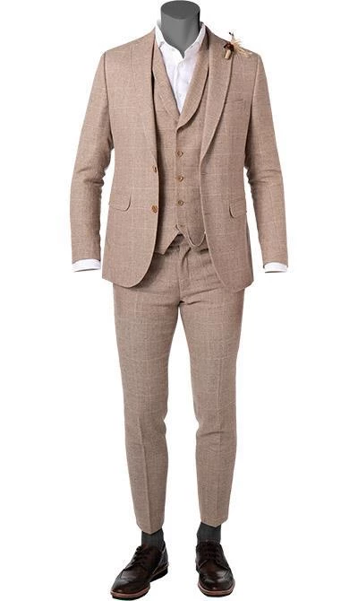 CG Anzug 15-004S3/225222+242340+230053/22 Sakko, Slim Fit, Baumwolle, Sand kariert, Sand 4 CG Anzug 15-004S3/225222+242340+230053/22 Sakko, Slim Fit, Baumwolle, Sand kariert, Sand – Bild 2
