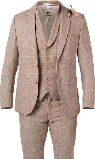 CG Anzug 15-004S3/225222+242340+230053/22 Sakko, Slim Fit, Baumwolle, Sand kariert, Sand 5 CG Anzug 15-004S3/225222+242340+230053/22 Sakko, Slim Fit, Baumwolle, Sand kariert, Sand – Bild 3