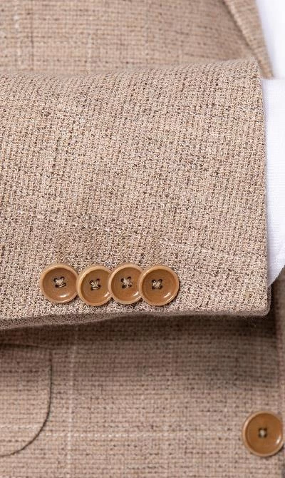 CG Anzug 15-004S3/225222+242340+230053/22 Sakko, Slim Fit, Baumwolle, Sand kariert, Sand 8 CG Anzug 15-004S3/225222+242340+230053/22 Sakko, Slim Fit, Baumwolle, Sand kariert, Sand – Bild 6