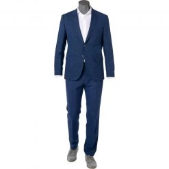 BOSS Anzug Jasper/Leon 50469527+9508/404 Regular Fit, Wolle-Leinen, Dunkelblau meliert, Dunkelblau