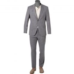 BOSS Anzug Jasper/Leon 50469527+9508/030 Regular Fit, Wolle-Leinen, Mittelgrau meliert, Mittelgrau