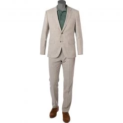 BOSS Anzug Jasper/Leon 50469527+9508/271 Regular Fit, Wolle-Leinen, Sand meliert, Sand